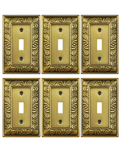 Treewell paisley pattern switch plate in antique brass adds refined decor to any room.