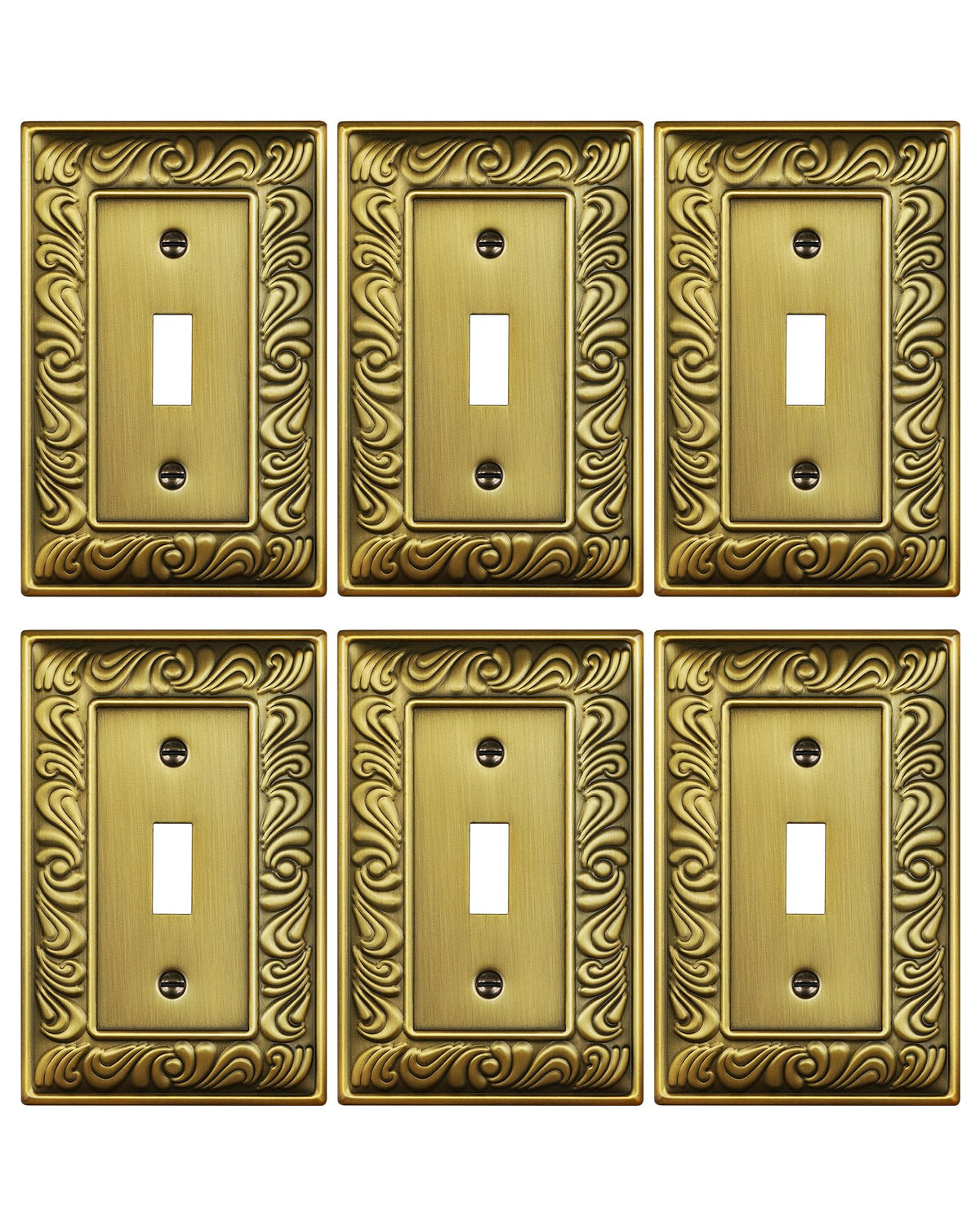 Treewell paisley pattern switch plate in antique brass adds refined decor to any room.