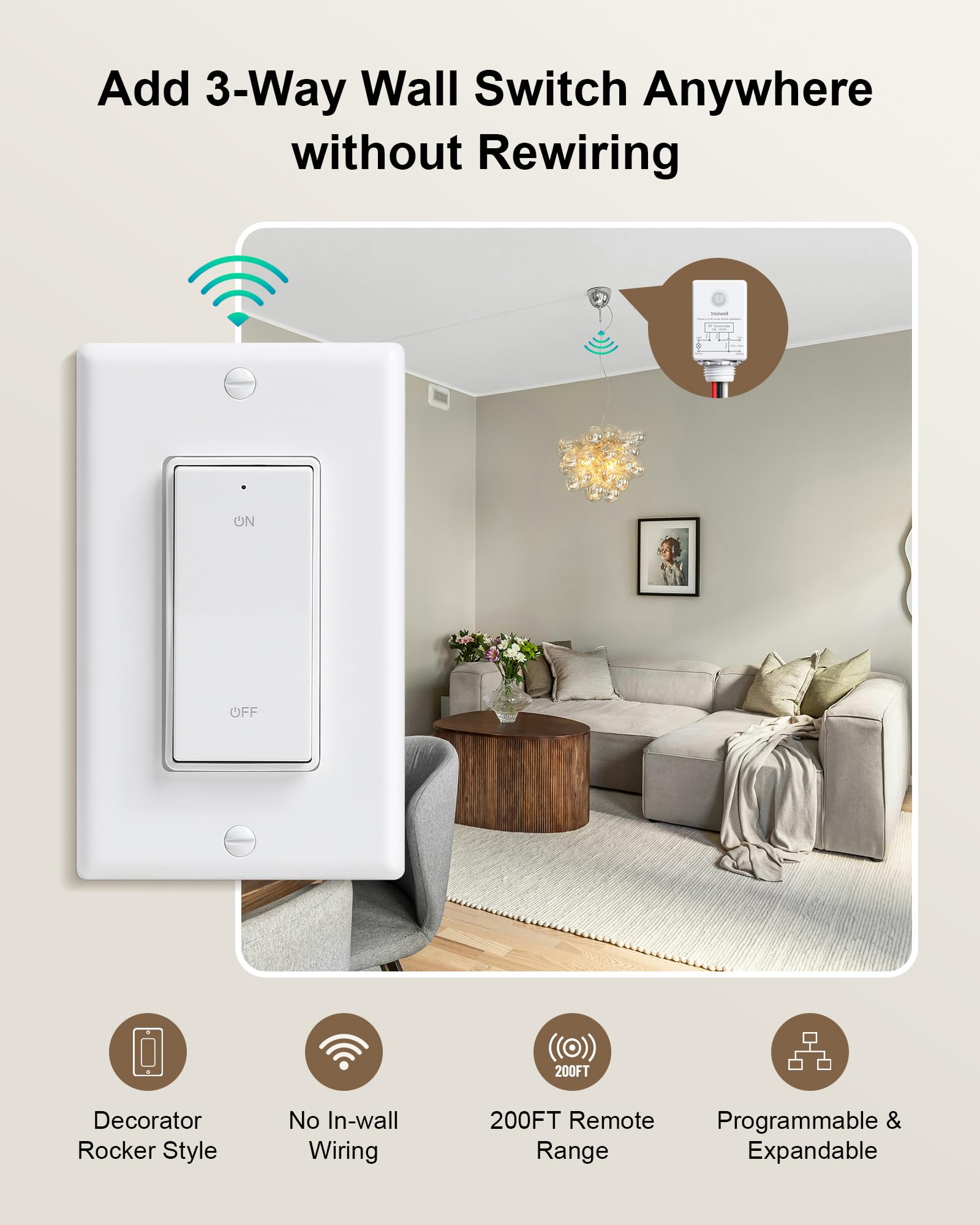 TREEWELL receiver module compact size fits tight spaces like junction boxes.