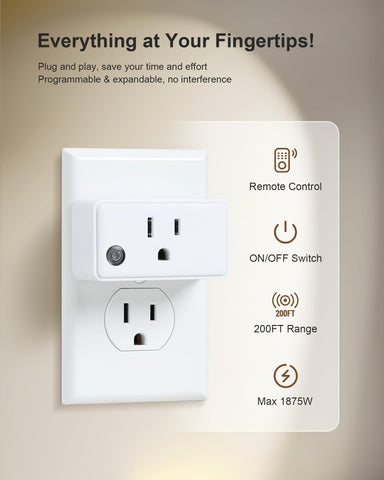 TREEWELL remote-control-outlet-two-remotes enables control from two convenient remotes.