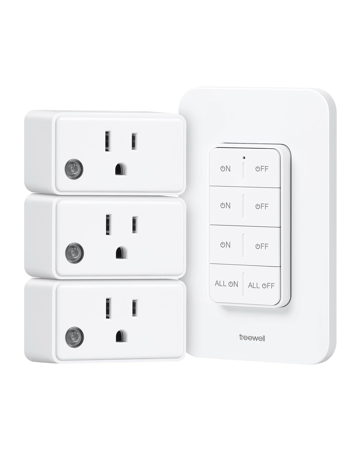 Treewell remote control outlet with 3 independent outlets for effortless lamp control.
