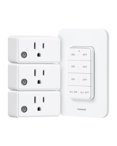 Treewell remote control outlet with 3 independent outlets for effortless lamp control.