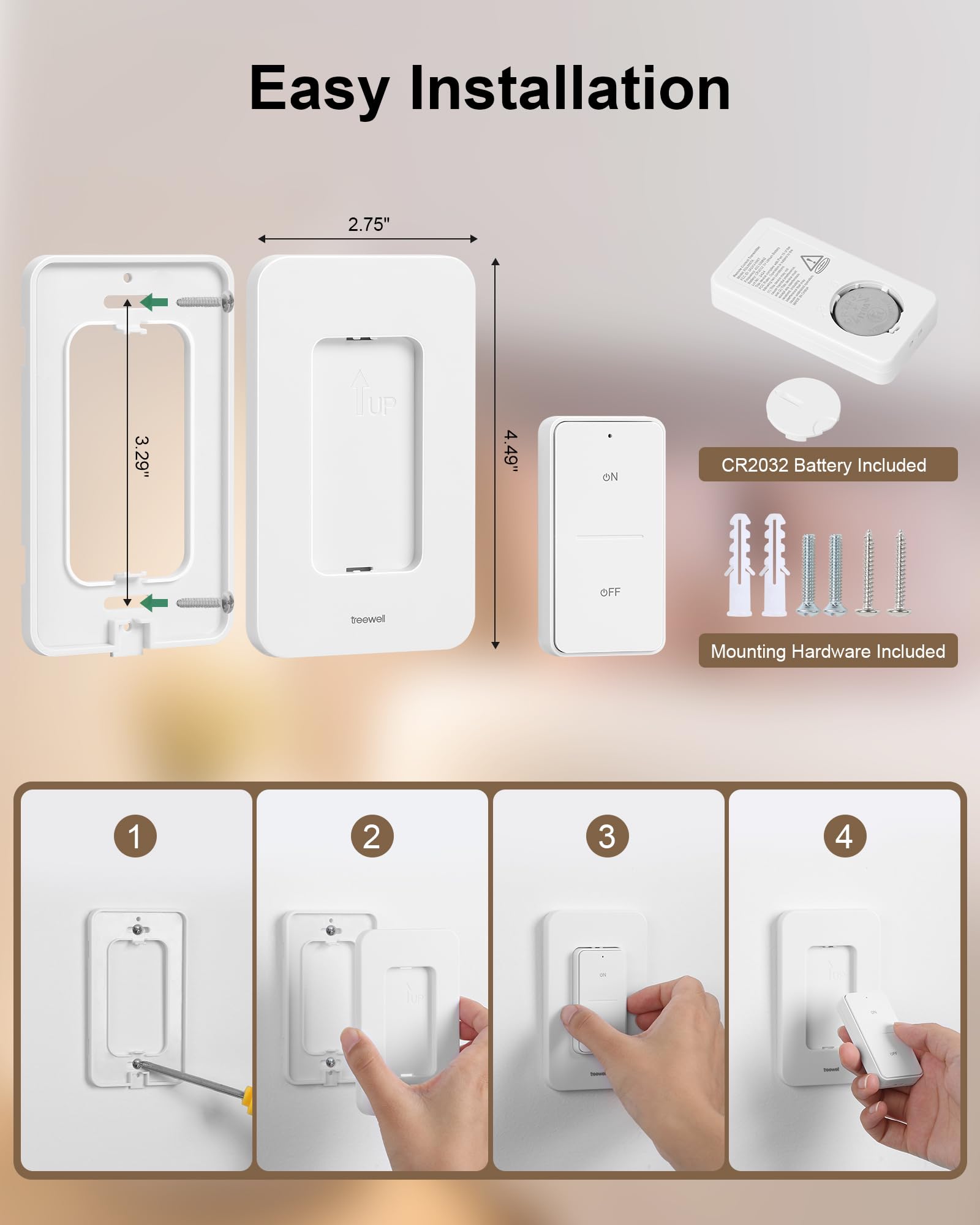 Treewell two-switch one-outlet pack ideal for multi-location control in a home.