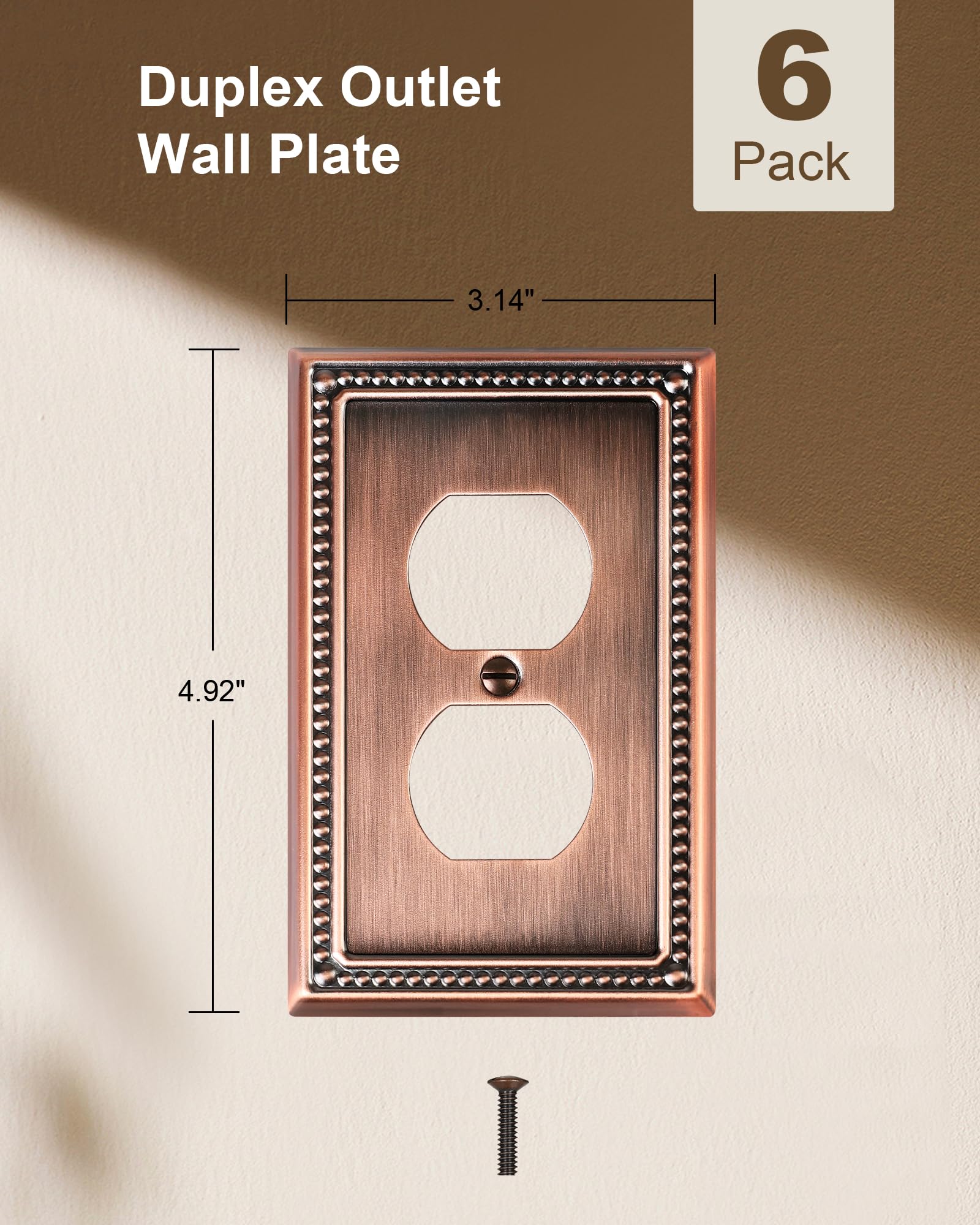 Treewell six-pack metal wall plates ready for durable duplex outlets.