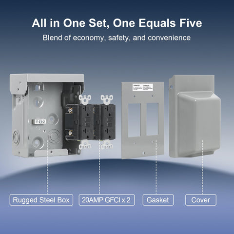 TREEWELL weatherproof enclosure protects outlets in rain, snow, and humidity.