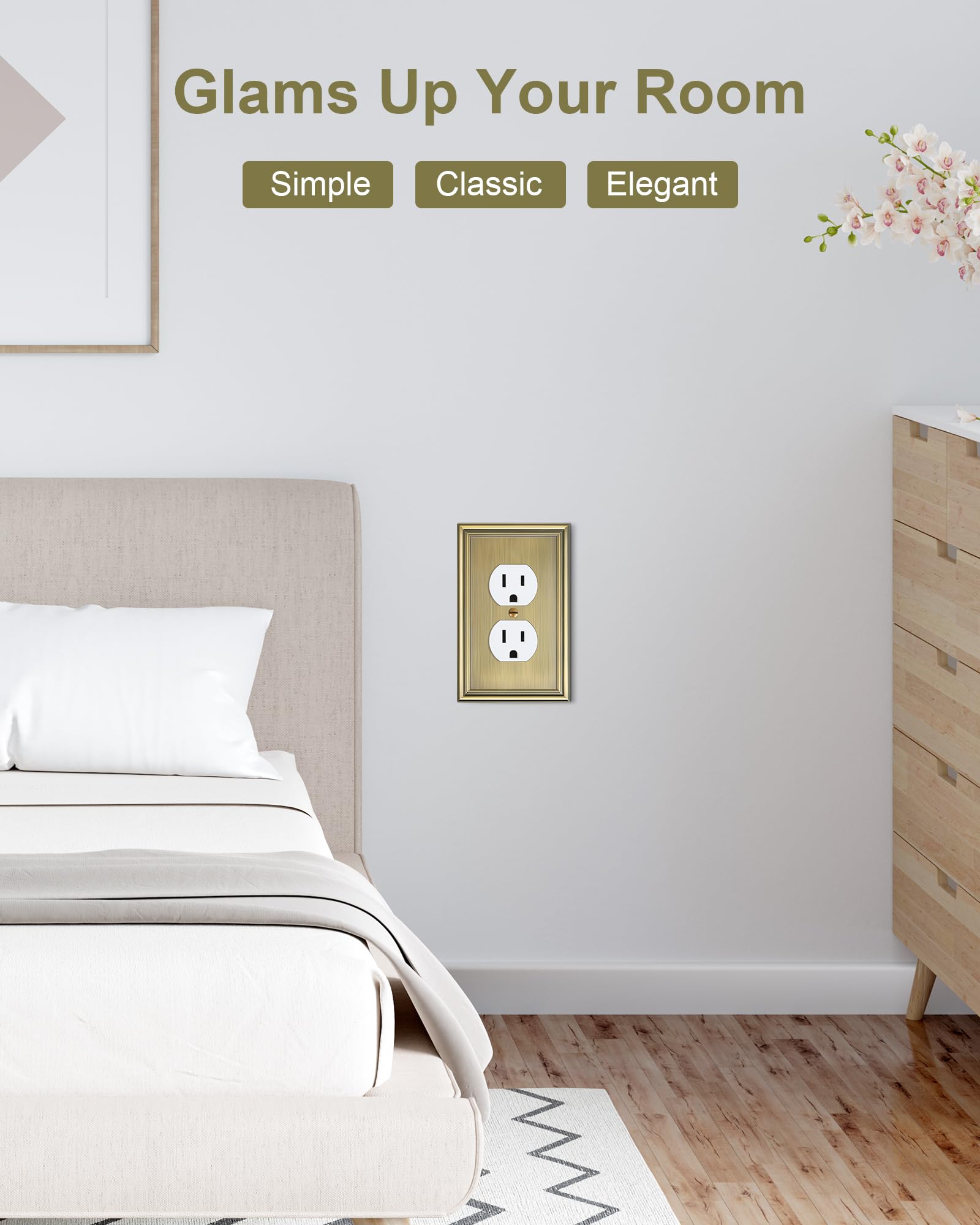 Treewell brass wall plate compatible with outlets and switches across styles.