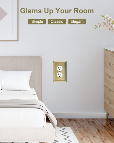 Treewell brass wall plate compatible with outlets and switches across styles.