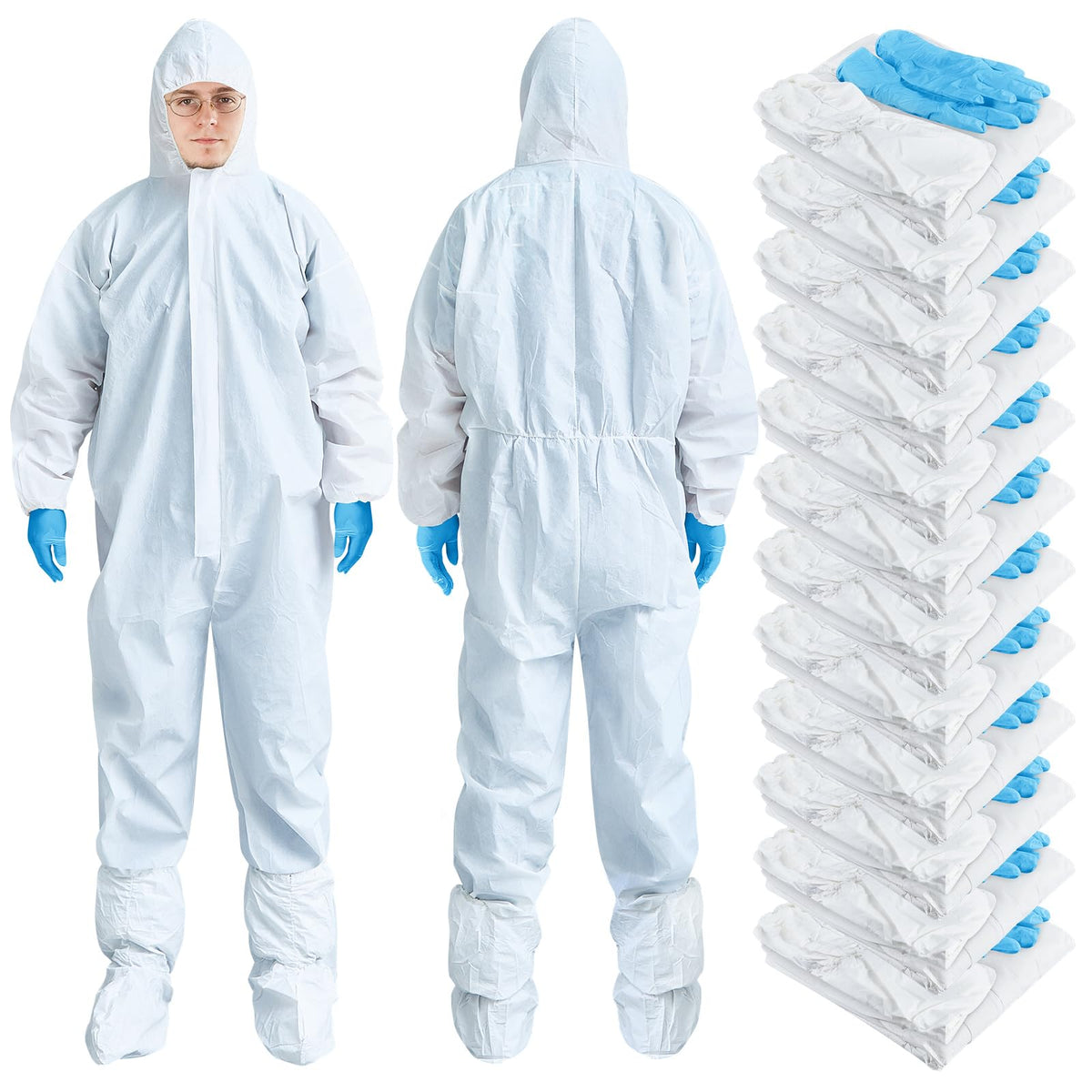 TrelaCo hazmat suit full body coveralls with hood for comprehensive protection.