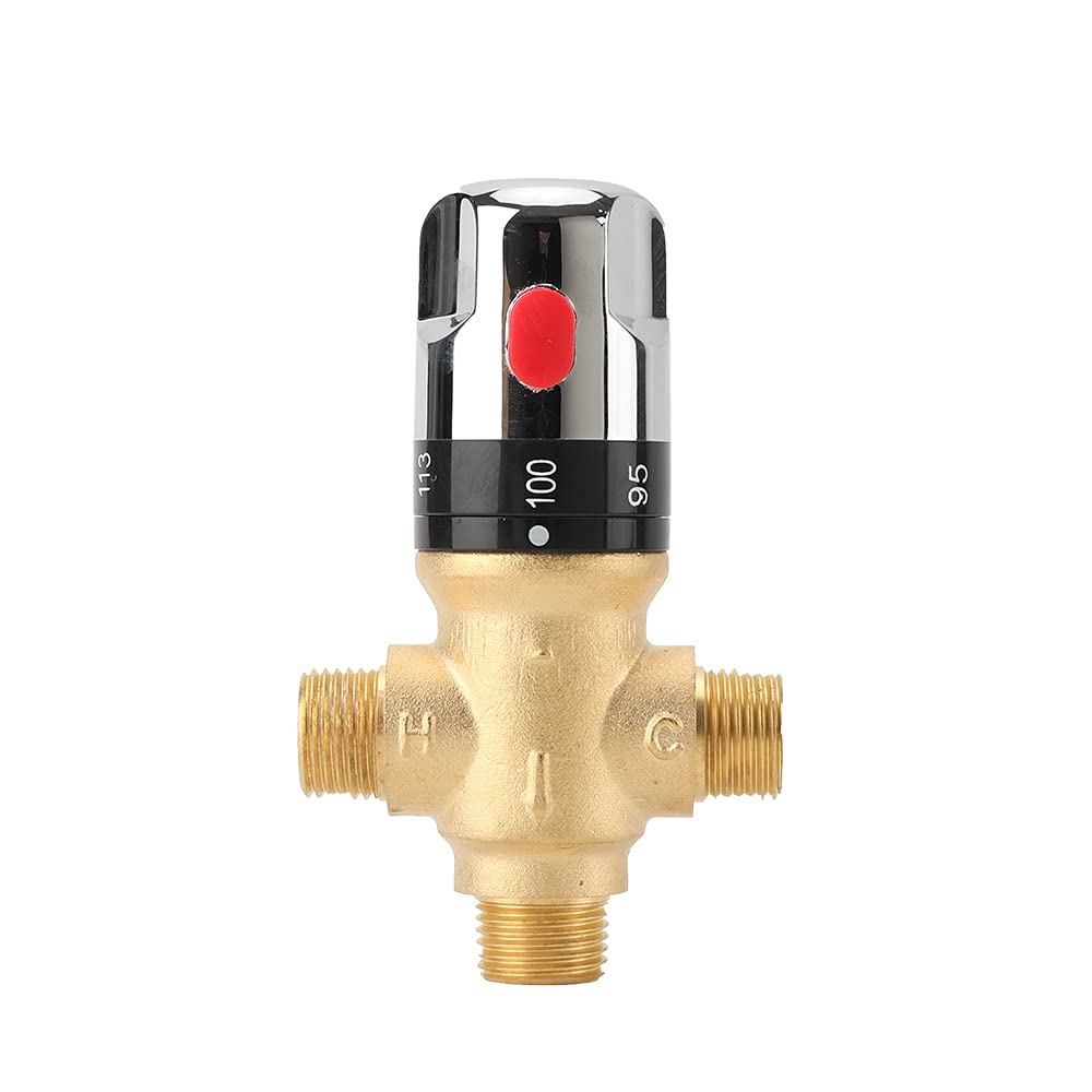 TreMax thermostatic valve golden front view for stable shower temperature