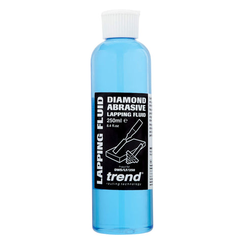 Trend lapping fluid bottle pour for smooth application on diamond stones and reduced rust.
