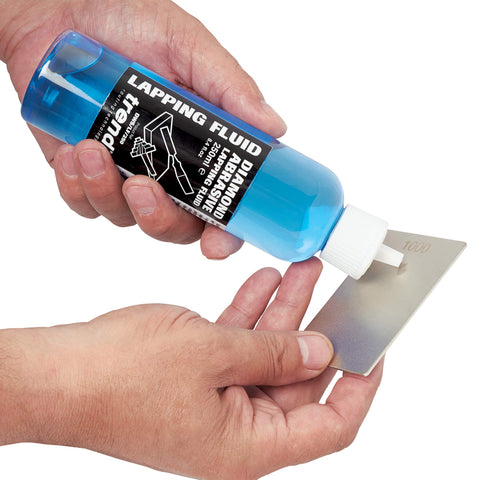 Trend lapping fluid label close-up highlighting professional-grade lubricant for abrasives.