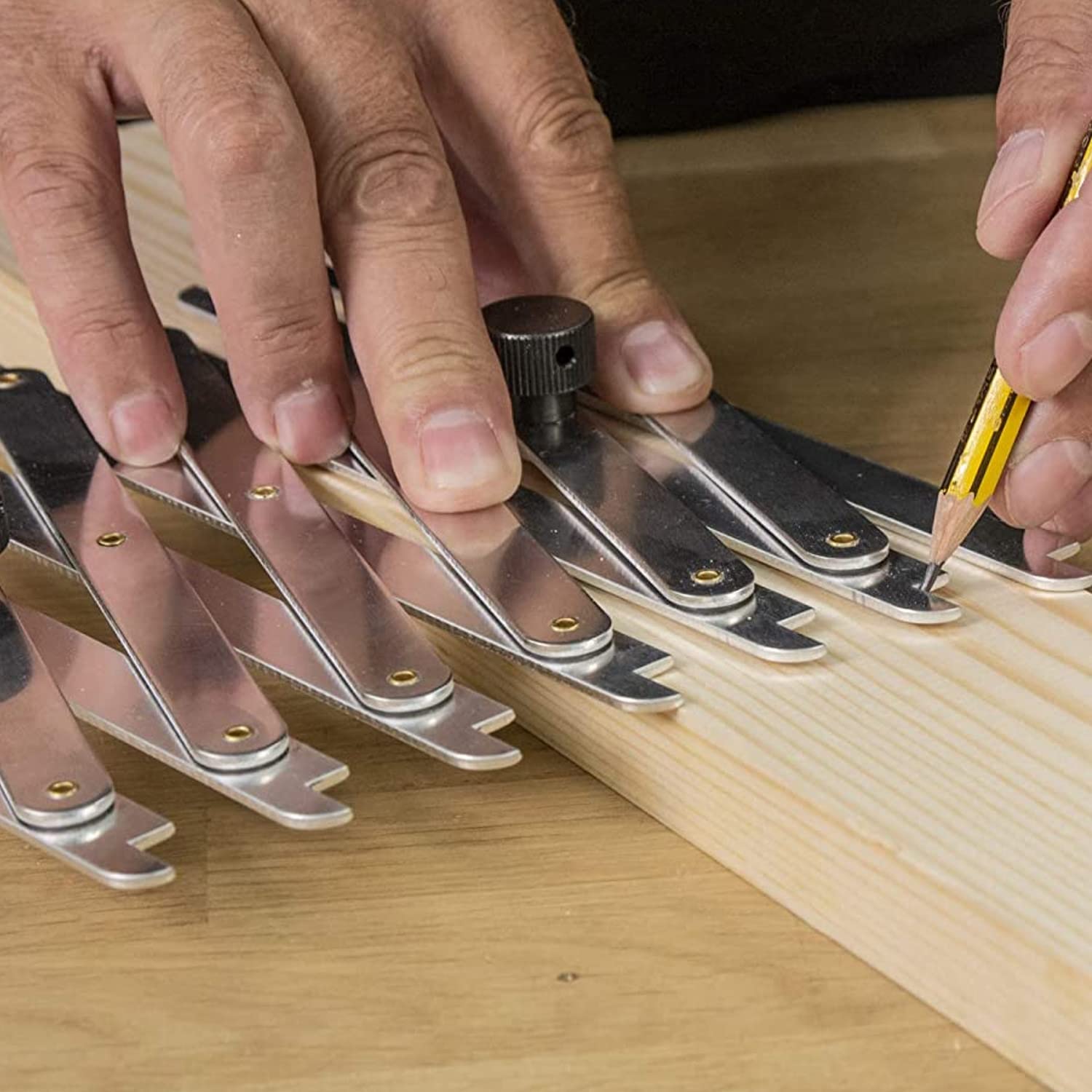 Layout tool helps transfer marks to the workpiece with ease.