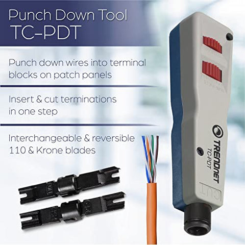 TRENDnet TC-PDT inserts and cuts terminations in one simple operation.