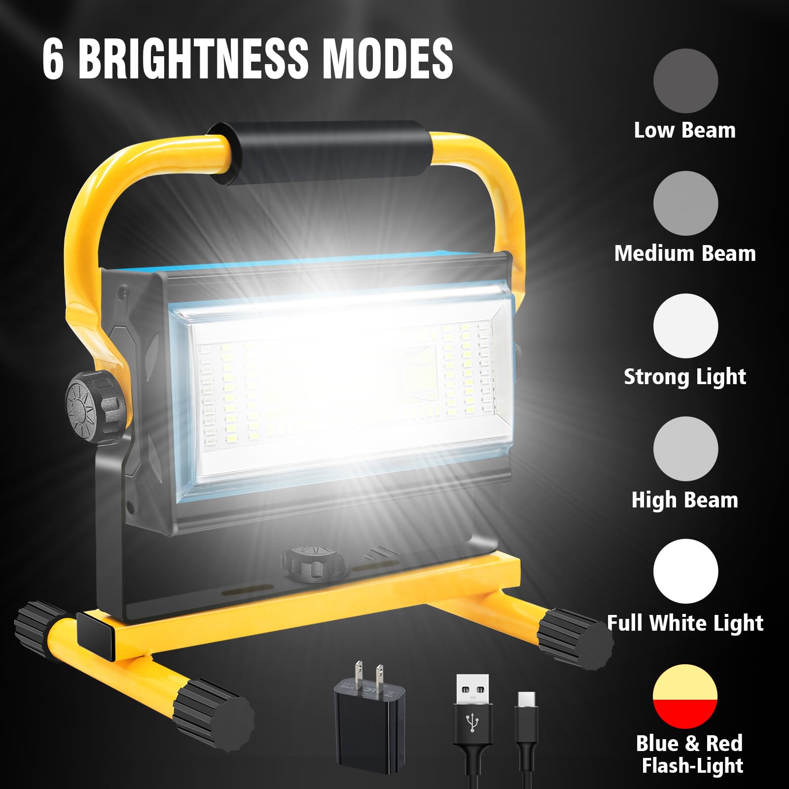 Tresda cordless LED work light side view for portable outdoor illumination