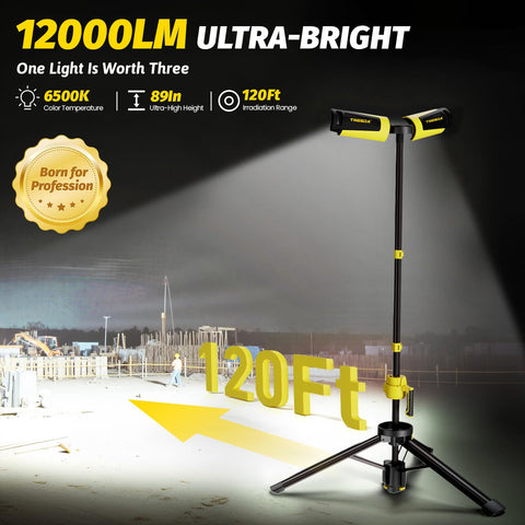 Tresda 12000lm LED work light delivering long-range brightness up to 120 feet