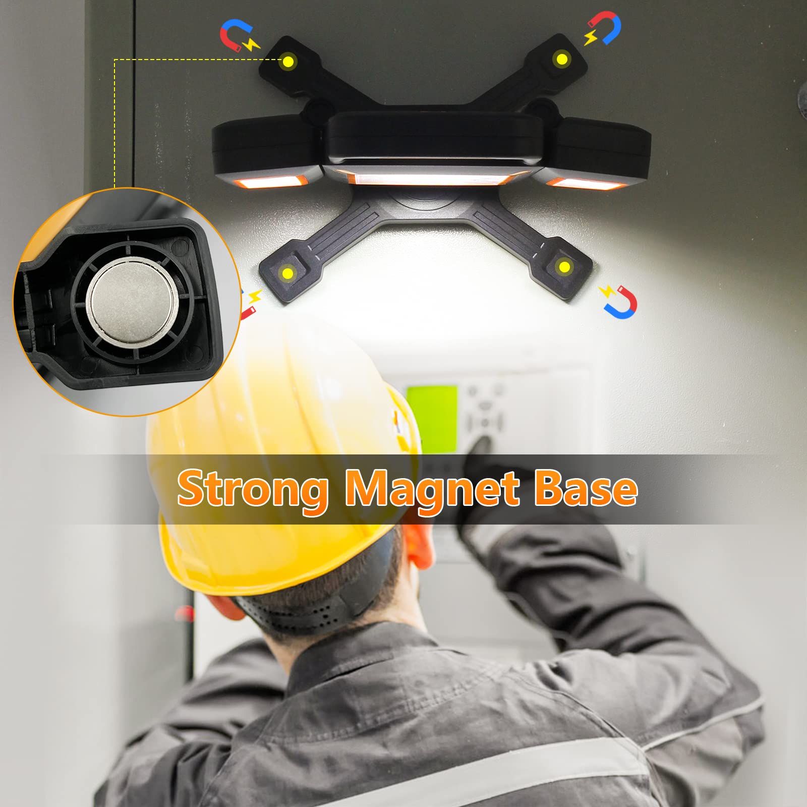 Tresda light’s magnetic base keeps it stable during repairs.
