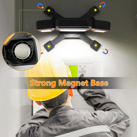 Tresda light’s magnetic base keeps it stable during repairs.