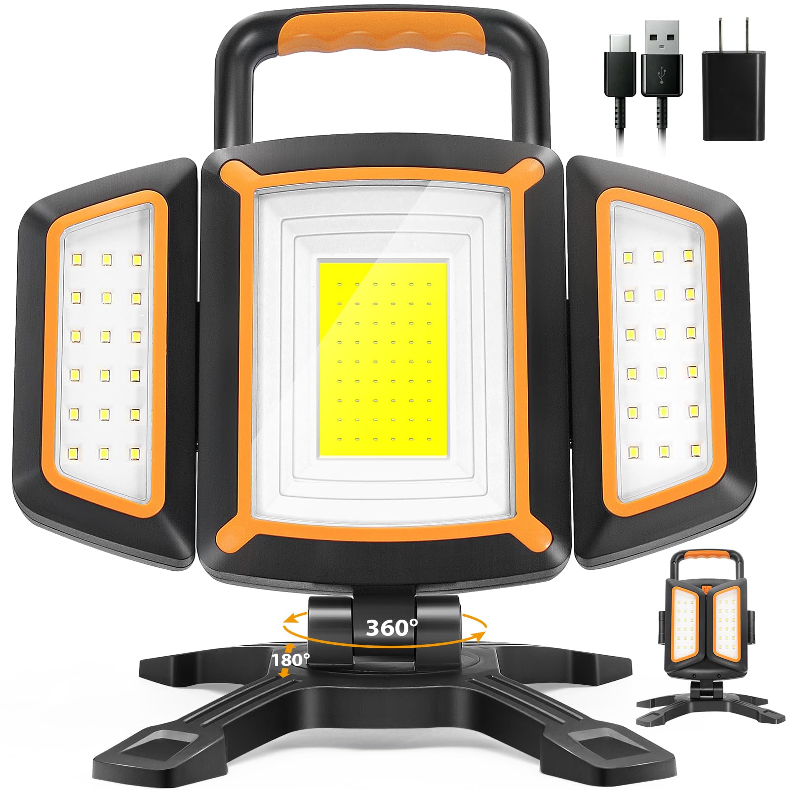 Tresda 30W rechargeable work light with main beam for bright, precise tasks.