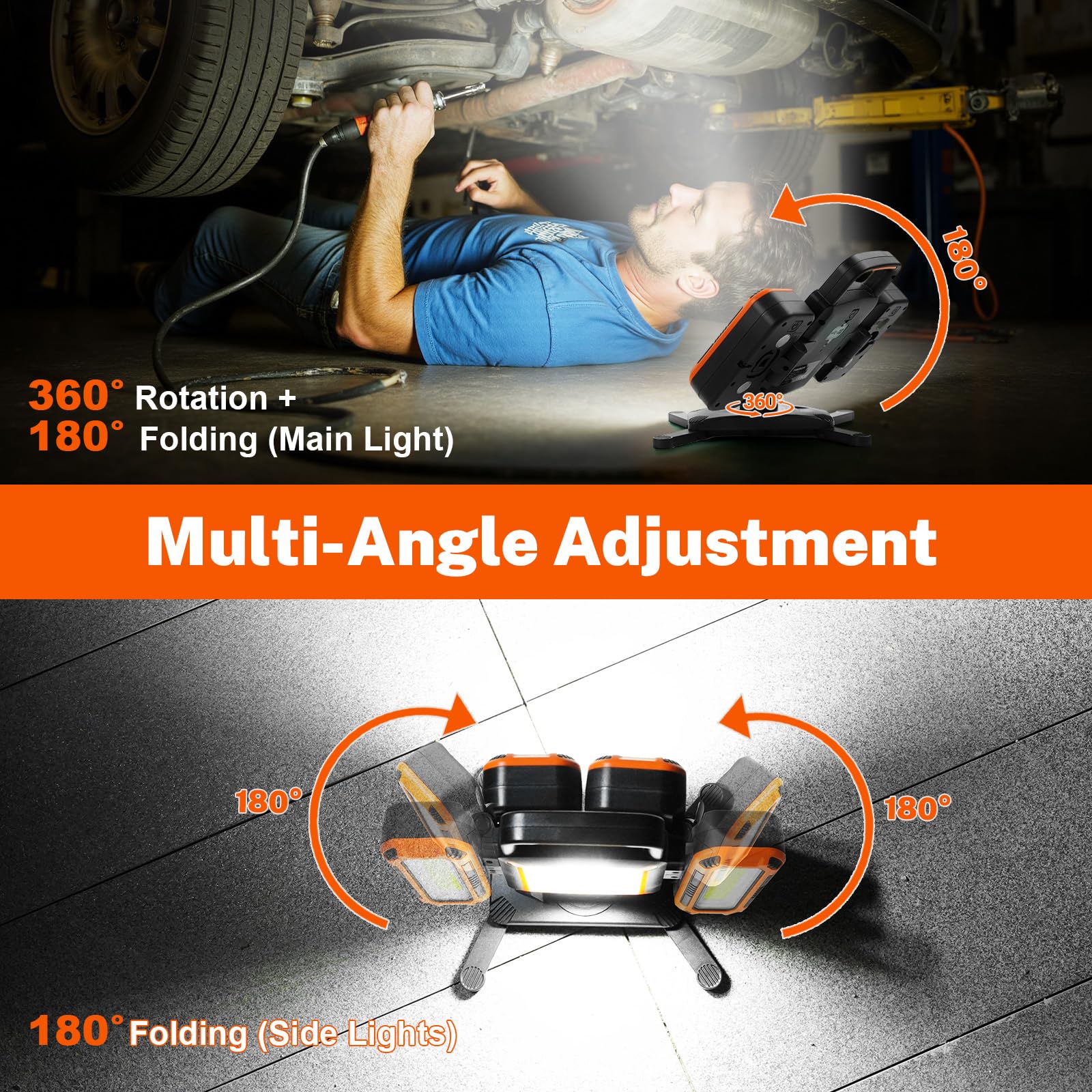 Tresda 360-degree rotation enables flexible light positioning.