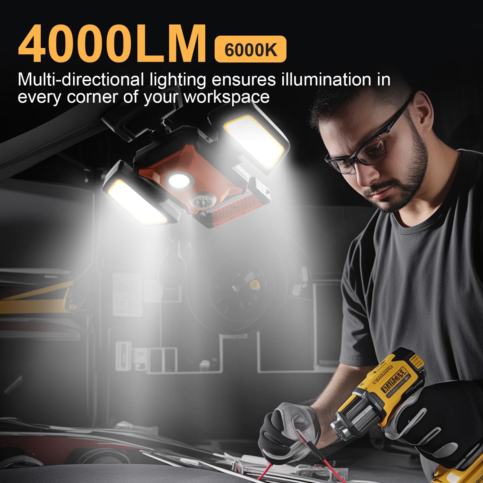Tresda 40W magnetic work light with USB charging for on-the-go power.