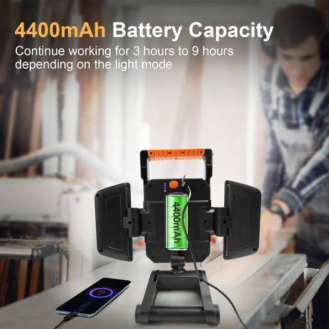 Tresda rechargeable 4400mAh battery supports long runtime and device charging.