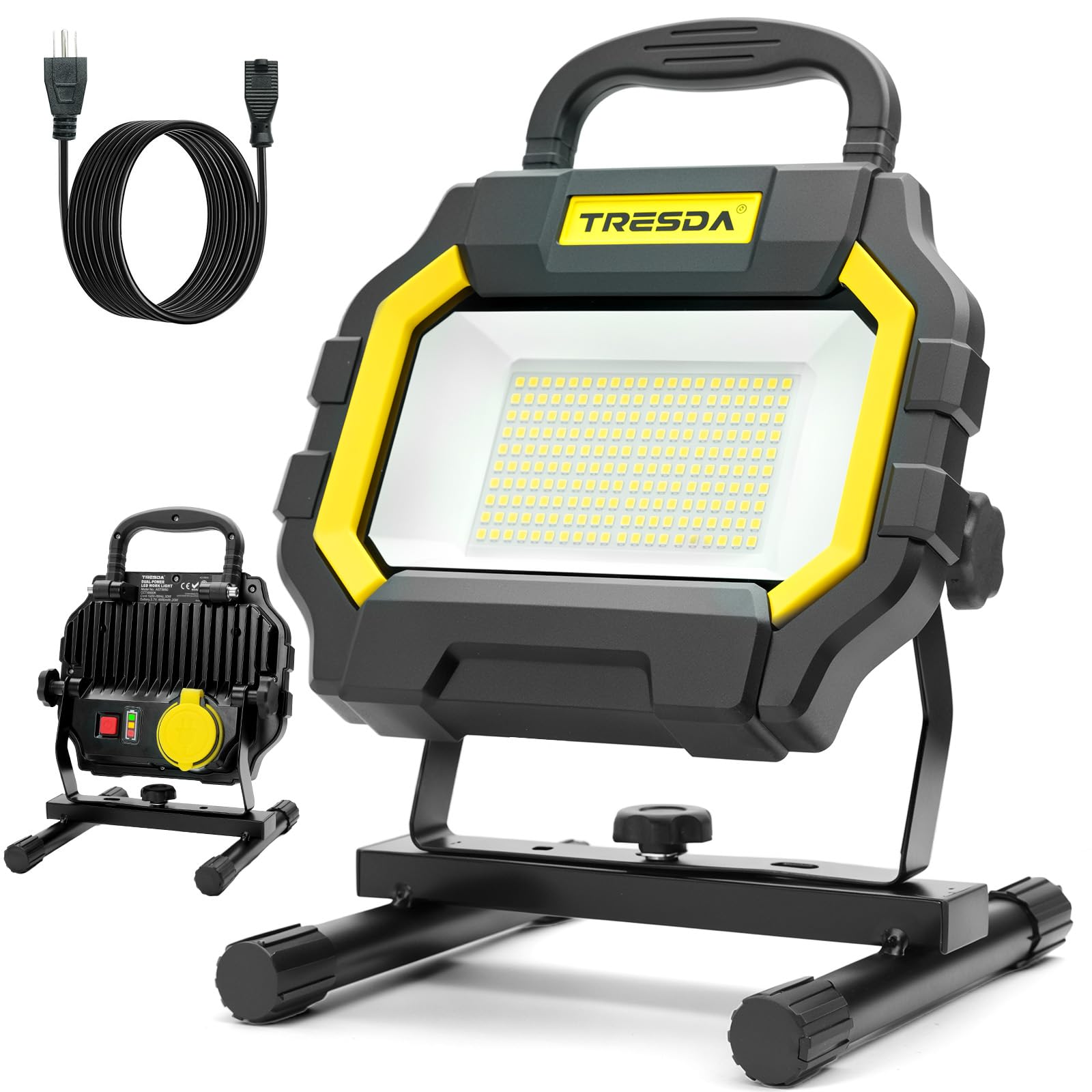 Tresda Hybrid LED Work Light front view delivers bright, even illumination for garages.