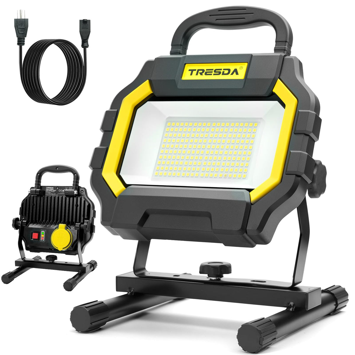 Tresda Hybrid LED Work Light front view delivers bright, even illumination for garages.