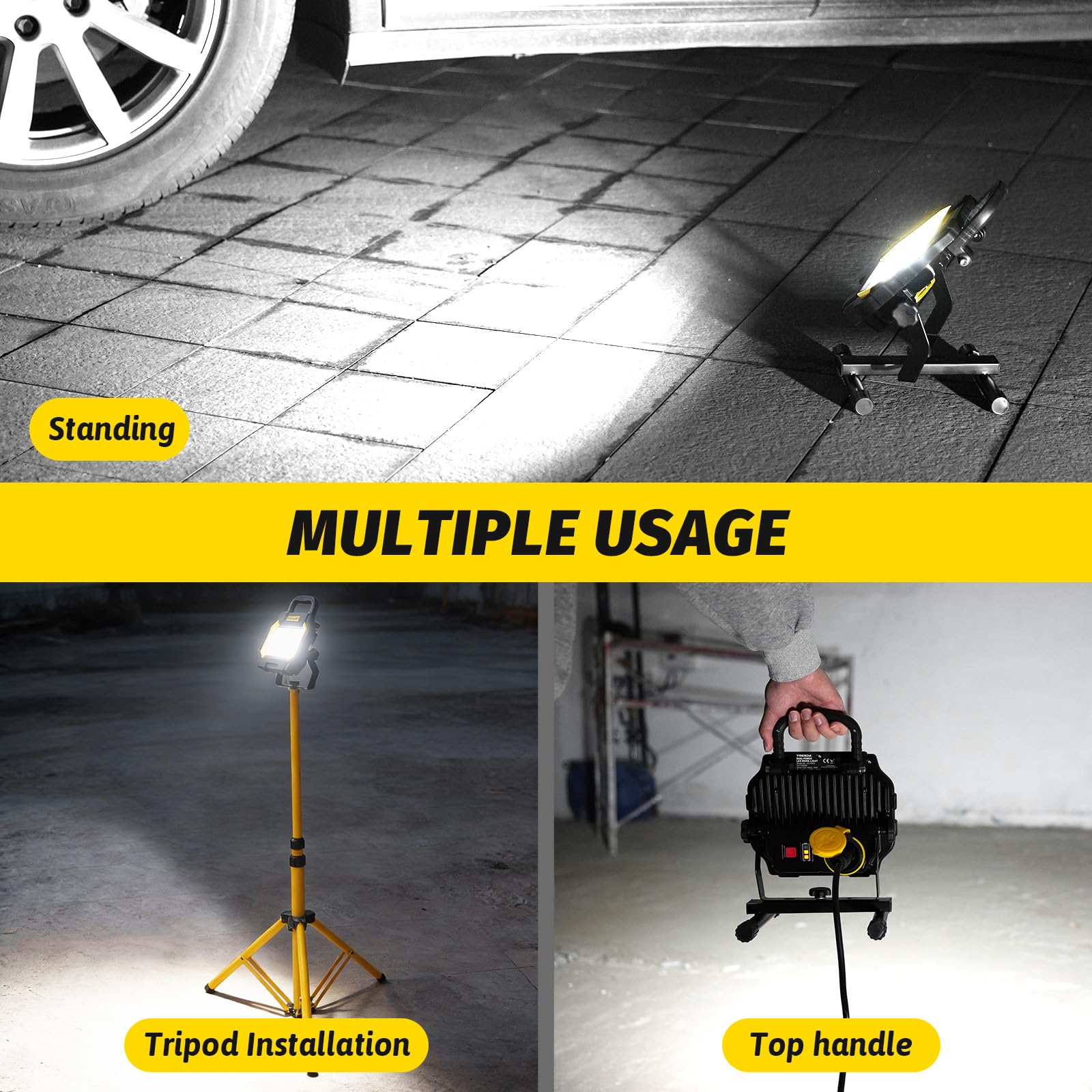 Tresda Hybrid LED Work Light tripod-mount compatibility enables versatile setup.