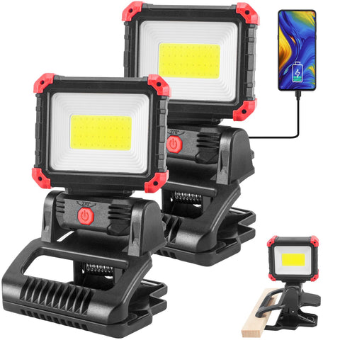 Tresda LED rechargeable work light with clip provides bright, hands-free illumination