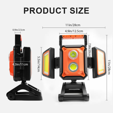Tresda portable job site light ideal for construction, workshop, and car repair tasks.