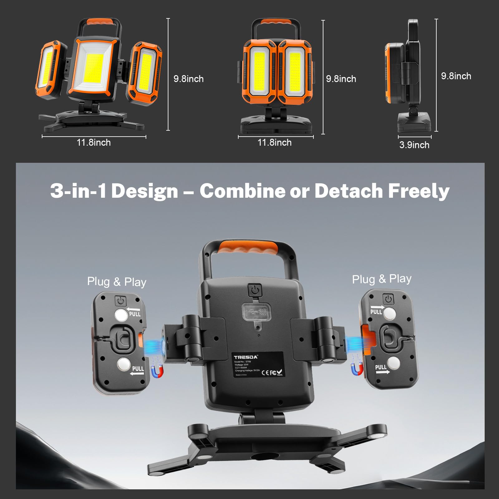 Tresda right side light provides 1300lm for precise work.