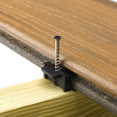TREX Hideaway clip with screw closeup showing ready to use durable fastening