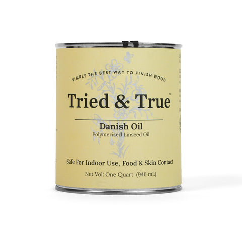 Tried & True Danish Oil bottle pour enables smooth, controlled application for wood