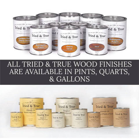 Tried & True Original Wood Finish cutting board ready finish suitable for food contact.