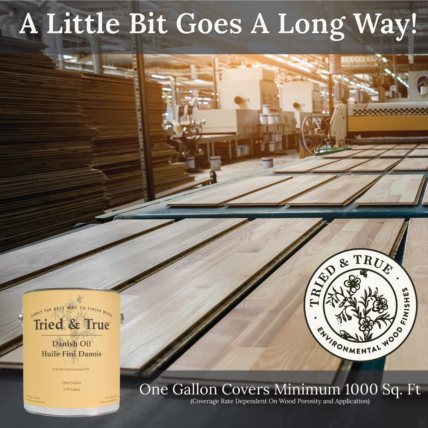 Finished wood surface with Tried & True Original Wood Finish showing warm, natural tone.