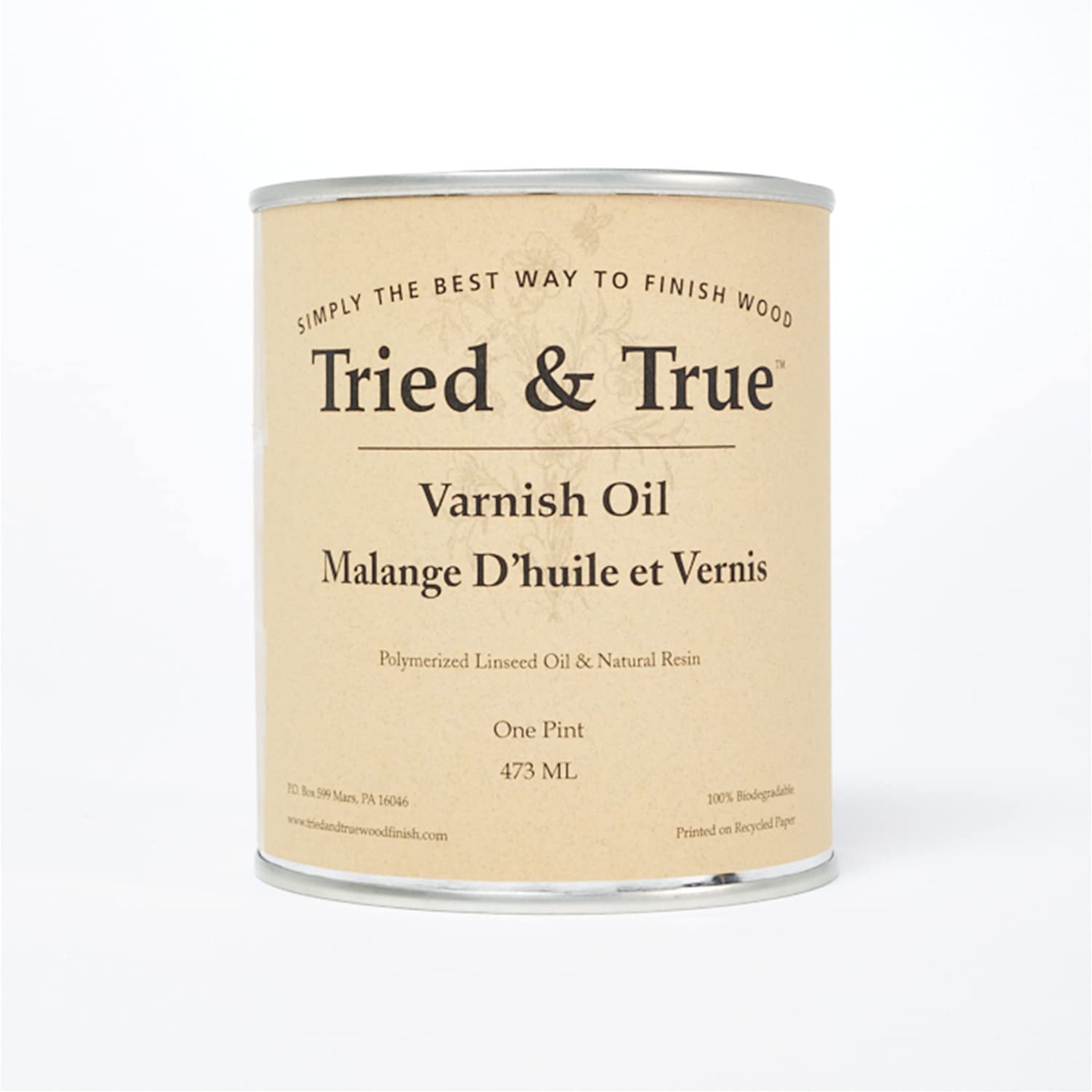 Tried and True varnish oil bottle front for a durable interior wood finish