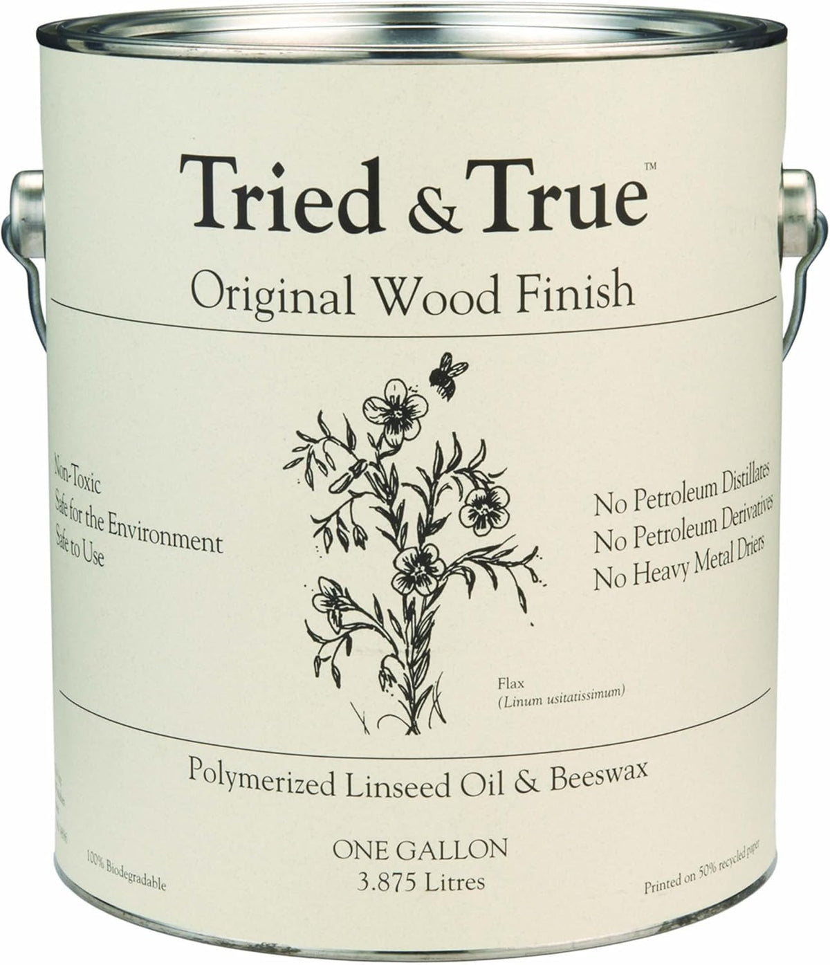 Tried & True Original Wood Finish gallon cap shows durable seal for long-lasting protection