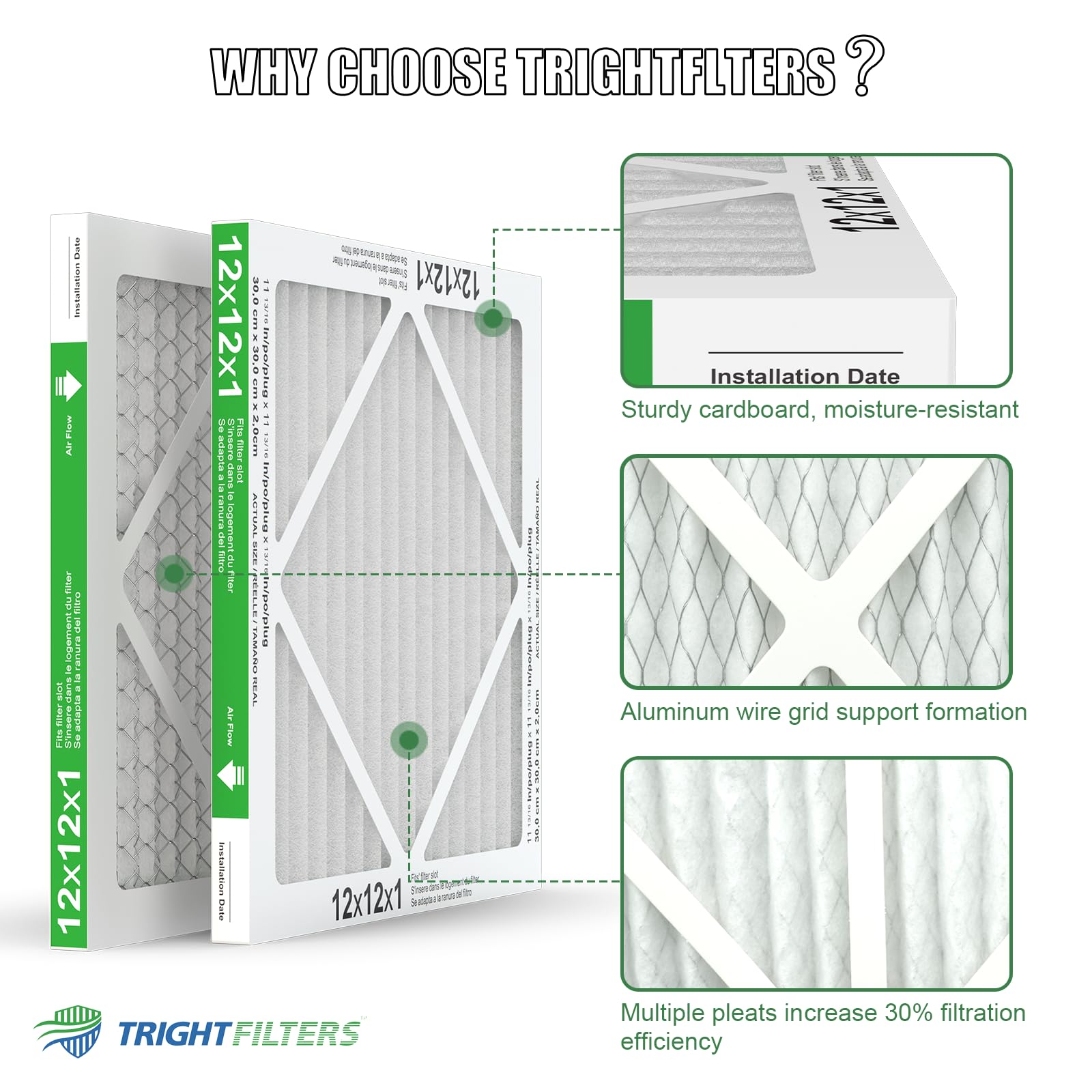 TRIGHTFILTERS 12x12x1 air-filter-pack-in-packaging shows easy replacement