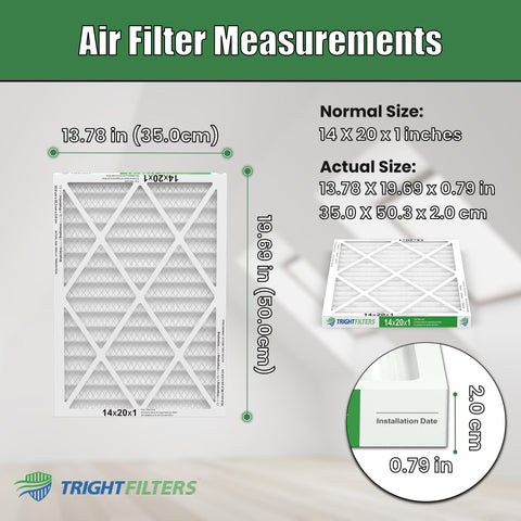 TRIGHTFILTERS 14x20x1 filter box packaging designed for easy storage and handling.