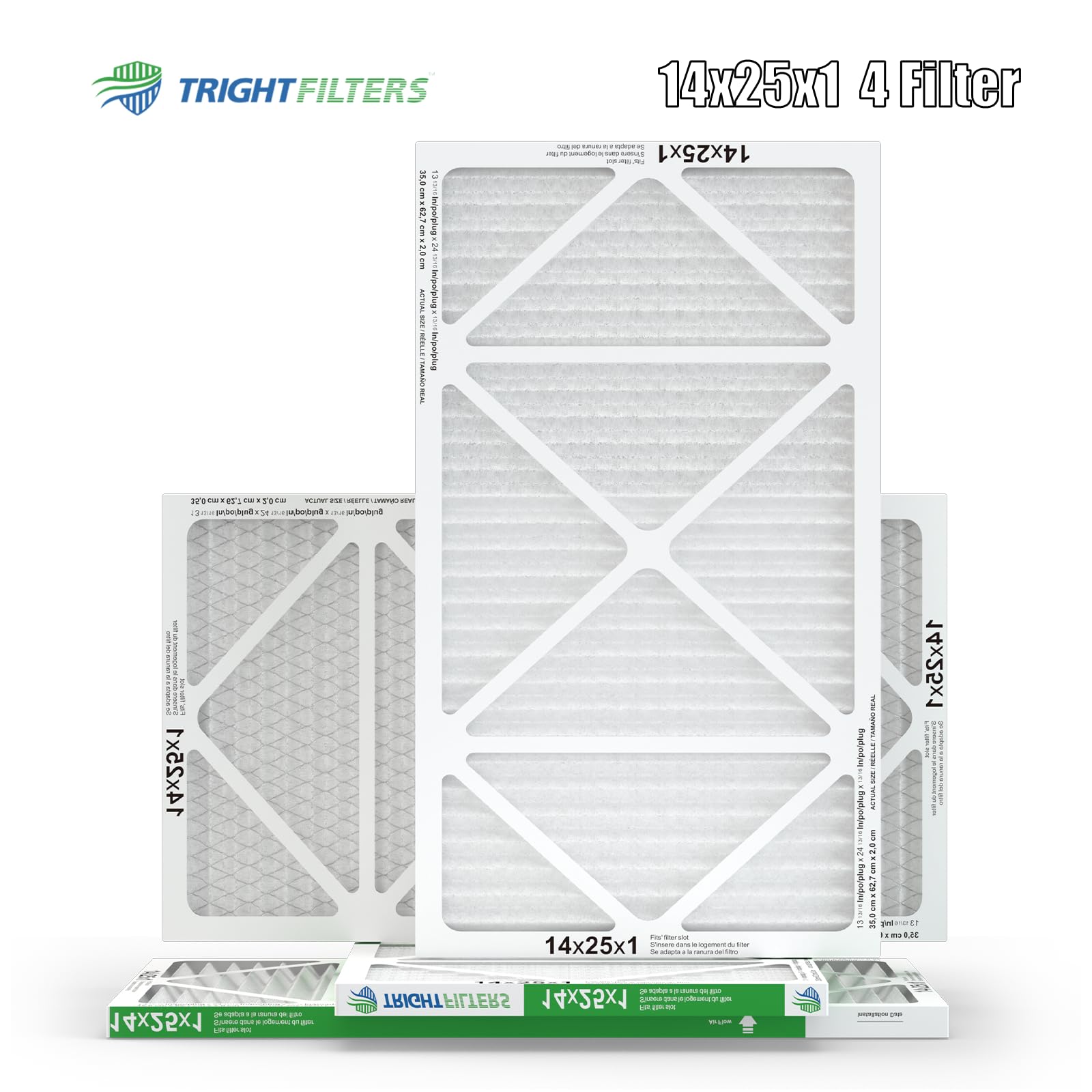 TRIGHTFILTERS 14x25x1 4-pack packaging for convenient total replacements