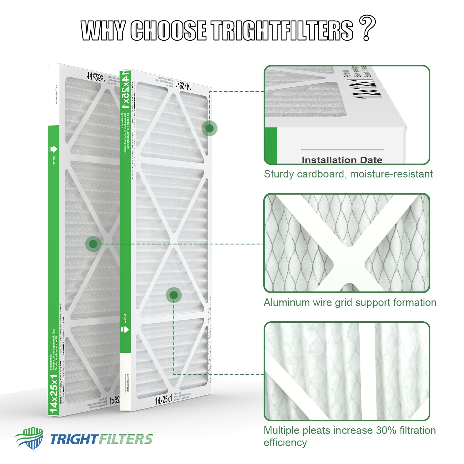 TRIGHTFILTERS 14x25x1 filter demonstrates wide compatibility with HVAC systems