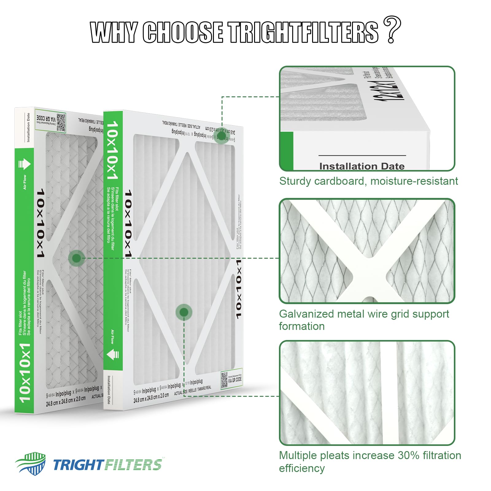 TRIGHTFILTERS traps 92% of particles near 0.5 microns for cleaner air