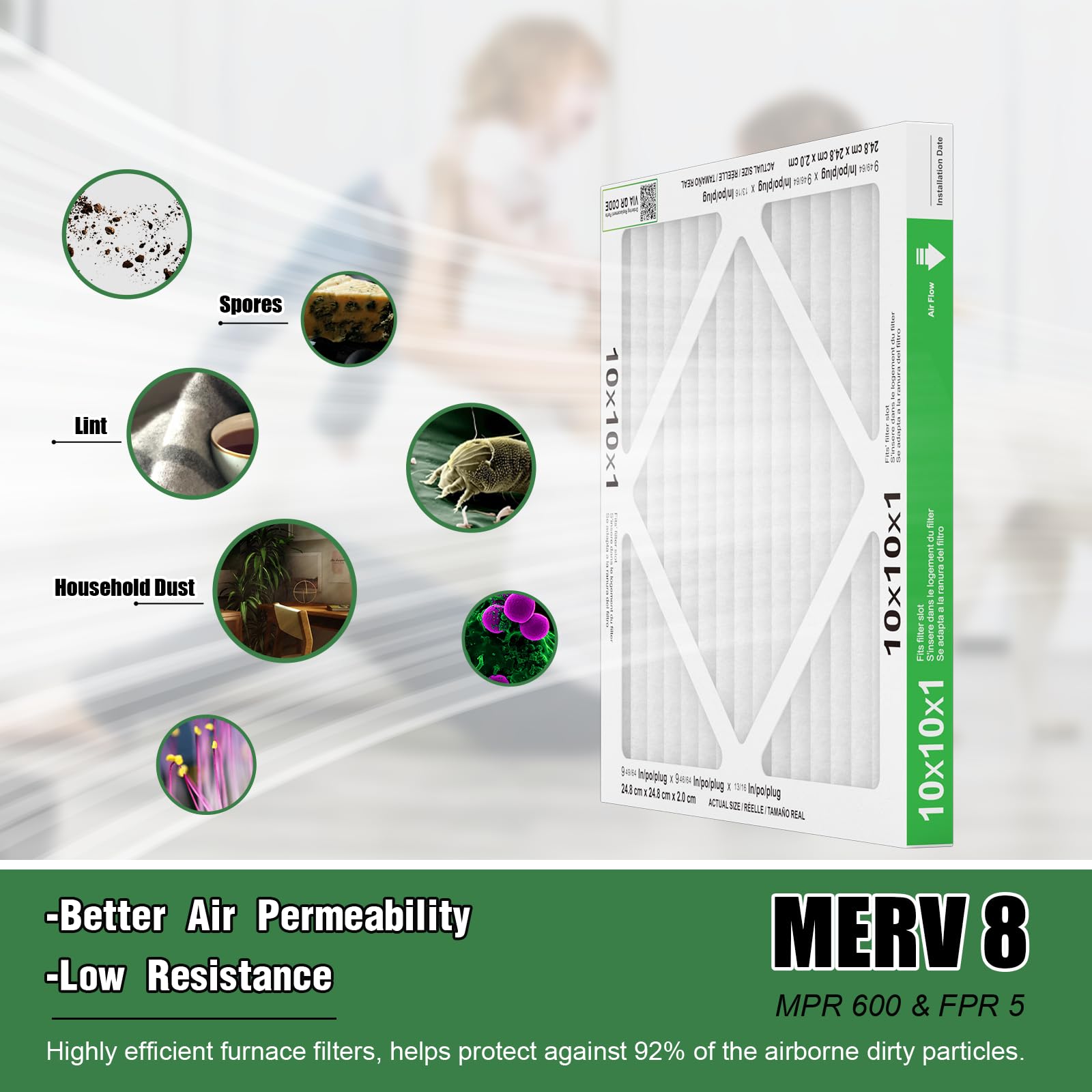 TRIGHTFILTERS 10x10x1 improves airflow and protects HVAC components