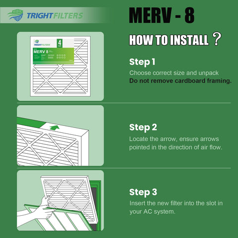 TRIGHTFILTERS easy-install illustration, simple 60-second replacement process.