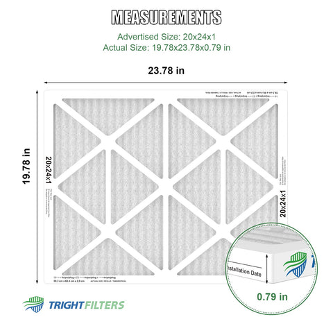 TRIGHTFILTERS MERV8 pleated filter close-up highlighting filtration efficiency