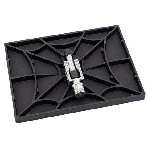 Trim-Tex Black Widow Pro sander head showing quick-change ability for faster pad swaps.