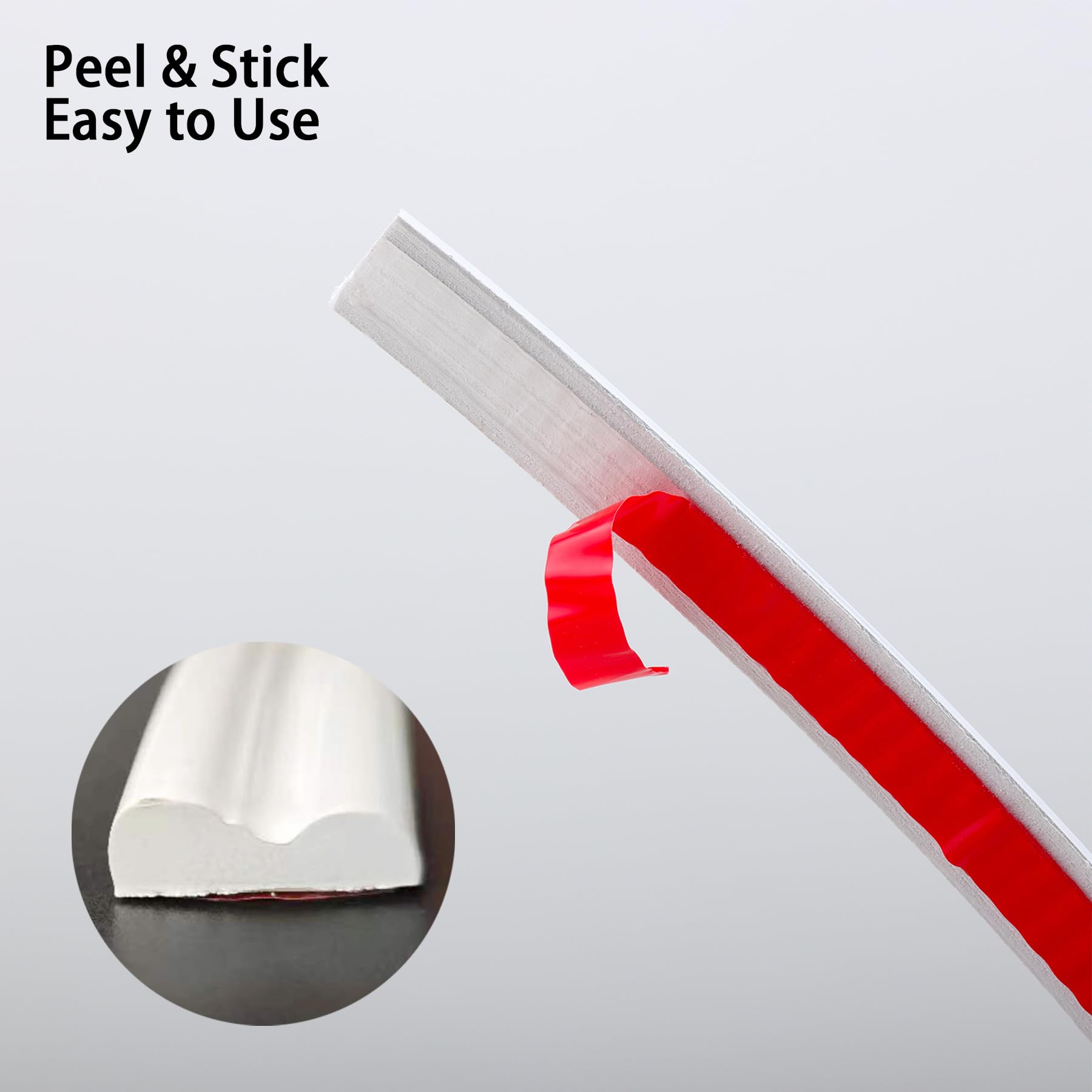 Trimold adhesive-back close-up showing strong grip for easy DIY installation.