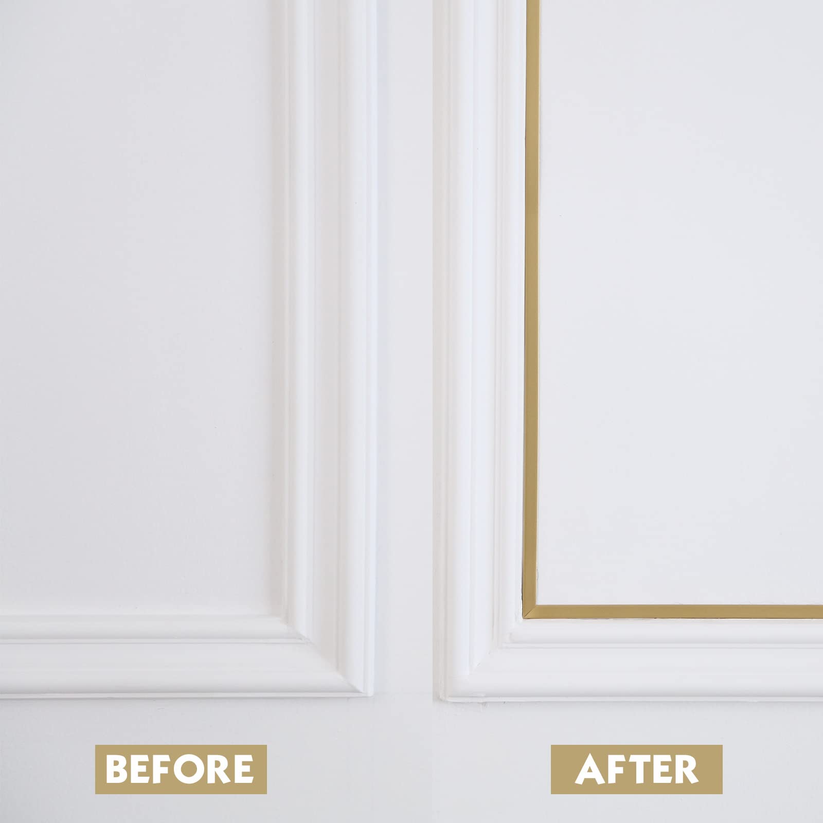 Trimold matte gold molding trim used on floors and baseboards for seamless transitions.
