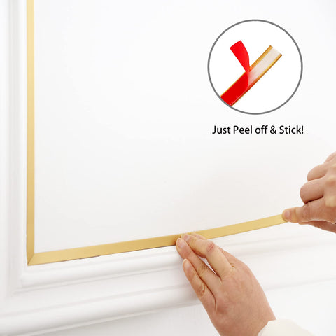 Trimold matte gold molding trim on a mirror frame adds refined, durable detail.