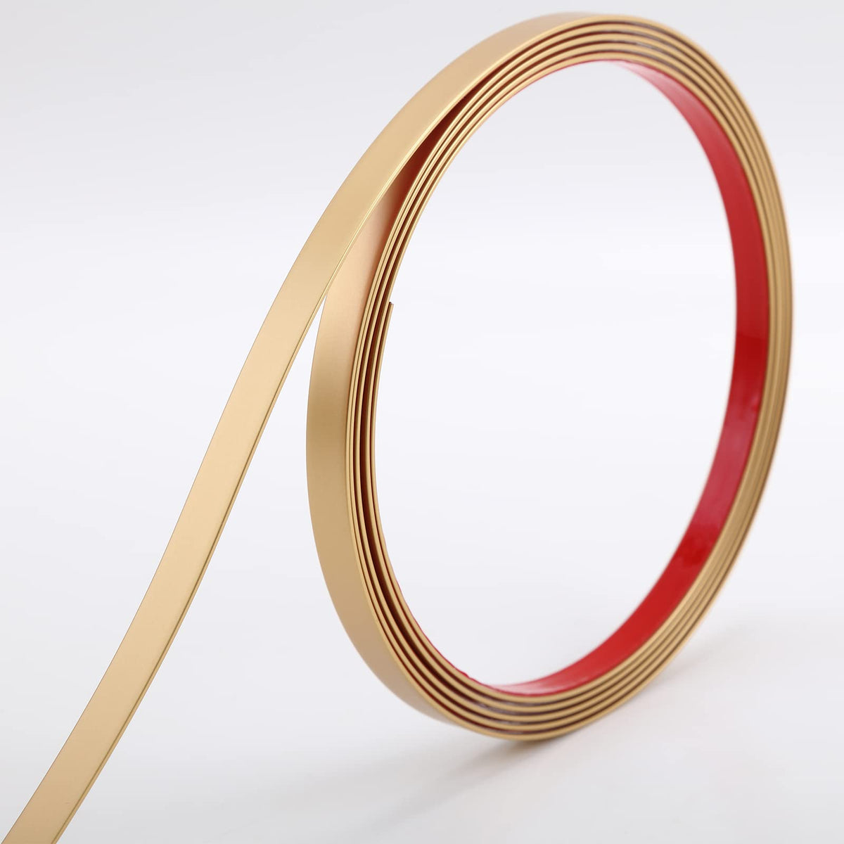Trimold matte gold molding trim peels and sticks for easy, tool-free décor edging.